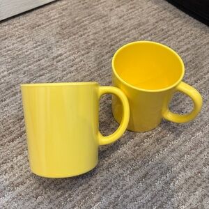 Vintage Precidio Set of Two Yellow Melamine Mugs